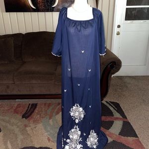 Caro of Honolulu • Large • Blue/White • Floral • Embroidery • Boho • Dress